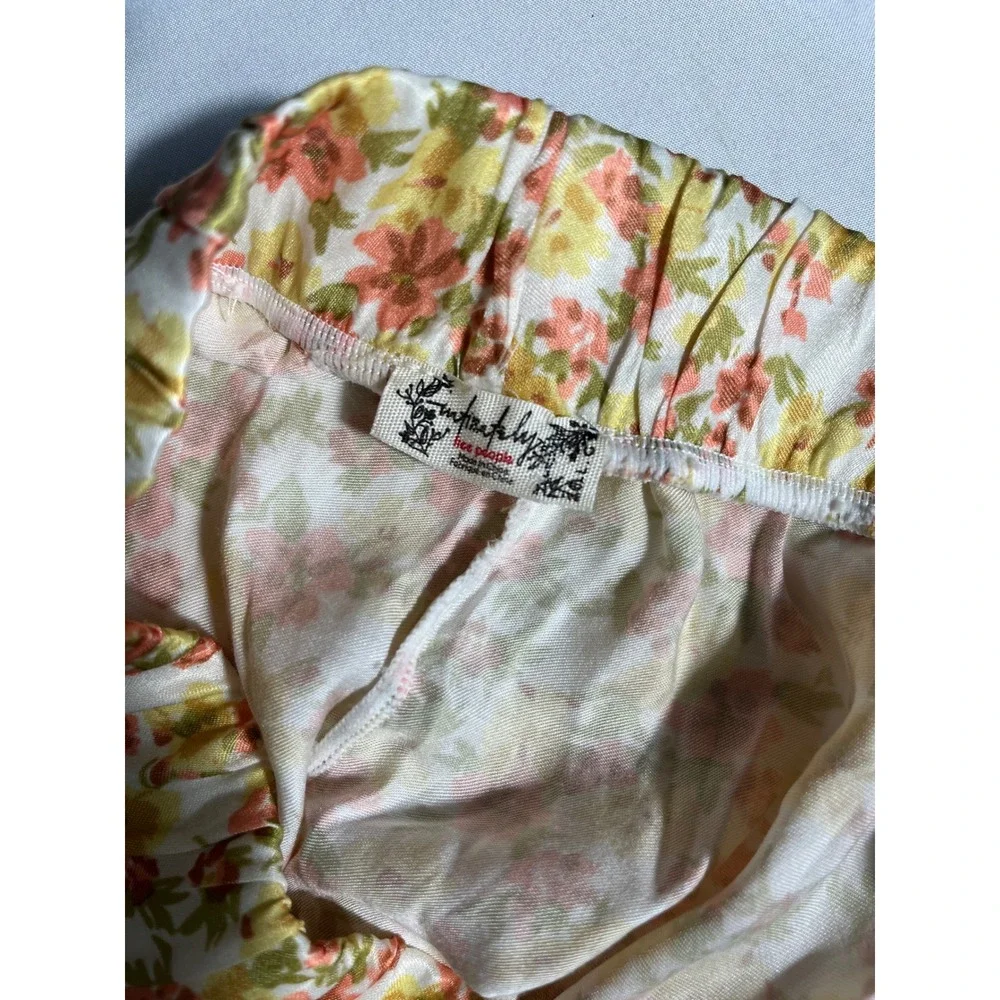 Intimately Free People Floral Lace Trim Lounge Shorts Yellow Orange Large